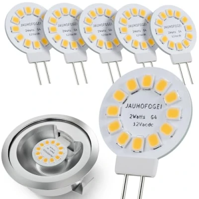 Immagine di JAUHOFOGEI Lampadina LED Bispina G4 2W 12 volt ac/dc Luce Calda Faretto per Cappa Cucina 12V 20W Mini Lampadine Attacco Rotonda 2 Watt Faretti Incasso 6 Pezzi