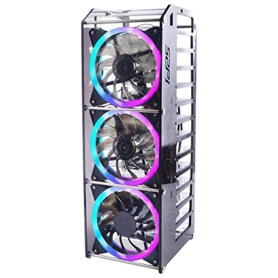 Immagine di GeeekPi Raspberry Pi Cluster Custodia, Rack Custodia Impilabile con Ventola 120mm RGB LED 5V per 4B / 3B + 2B B e Jetson Nano (12 strati)