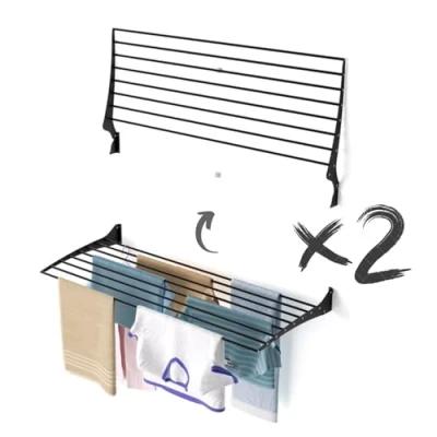 Immagine di foxydry Stendibiancheria da Parete Stendino Pieghevole in Alluminio Ideale per Interni ed Esterni Fold 116x50x57 cm