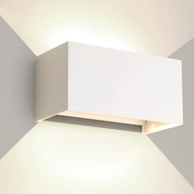Immagine di FUPE 25W LED Applique da Esterno/Interno Lampada Esterno a Parete IP65 Impermeabile Moderno Alluminio Bianco 4000K Naturale per Luce Angolo di Regolabile