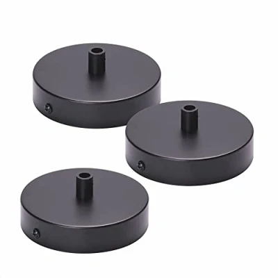 Immagine di Tettuccio a soffitto in metallo, 3 pezzi, 100 x 25 mm, nero, con raccordo morsetto rosetta