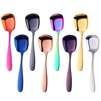 Immagine di SBOMHS 8 Pezzi Cucchiaino Colorato Cucchiaio da Dessert di Frutta Zuppa in Acciaio Inossidabile 18/10