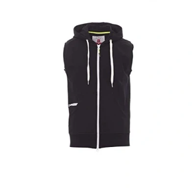 Immagine di PAYPER Boxer+ Felpa con Cappuccio Senza Maniche da Uomo Misto Cotone Tasche a Marsupio Coulisse Contrasto Nero (S)
