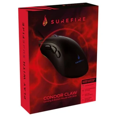 Immagine di Surefire Condor Claw Gaming da 8 pulsanti I Mouse gioco Luci RGB per PC 6400 DPI tasti programmabili USB 3.2 GEN 1 e 2.0 Windows Mac console powered by Verbatim