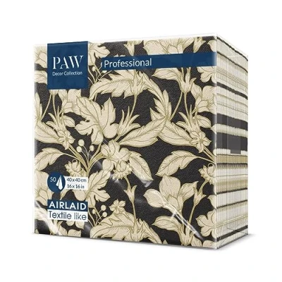 Immagine di PAW Tovaglioli di Carta Colorati Airlaid (40 x 40 cm) I Stoffa Oro, Foglie, Fiori Ideali per Pasqua, Natale, Feste, Matrimoni, Battesimi Floral Pattern