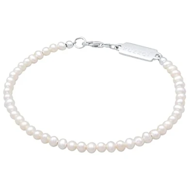 Immagine di Kuzzoi Buddha 0205521622 Bracciale da uomo con perle d&#039;acqua dolce (3 mm), forma ovale, in argento Sterling 925, unisex, perle, lunghezza 19 23 cm, Acciaio inossidabile, Perla