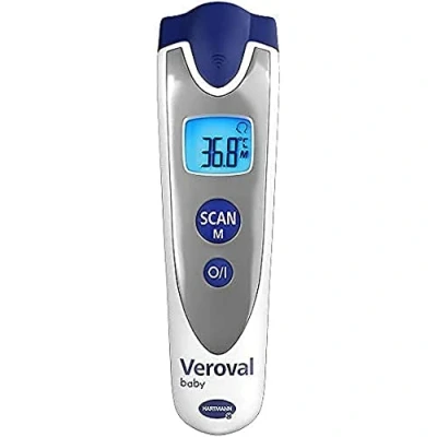 Immagine di VEROVAL Baby Termometro a infrarossi ARGENTO, misurazione senza contatto e silenziosa, temperatura corporea, dell&#039;oggetto, ambiente, rapida, maneggevolezza