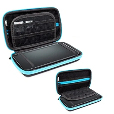 Immagine di Orzly Custodia 3DSXL, da Viaggio Nintendo 3DS XL o New Modelli Protettiva Portatile per Un Console con spazi Giochi &amp; Tasca a Chiusura Lampo Azzurra su Nera
