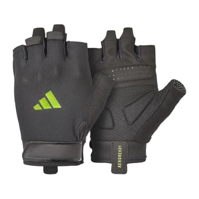 Immagine di adidas Guanti da allenamento essenziali, tecnologia Aeroready che assorbe l&#039;umidità, insieme a un palmo estremamente confortevole e resistente in finta pelle scamosciata