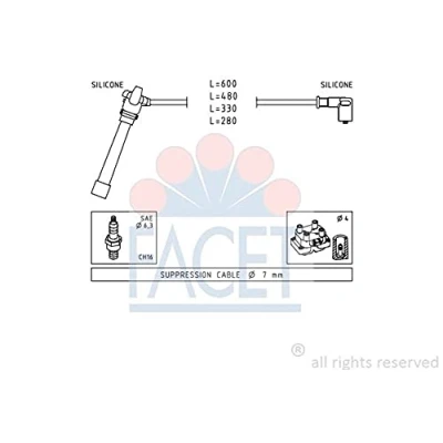 Immagine di FACET 4.9505 Kit Cavi Accensione Made in Italy OE Equivalent FIAT: Punto II Hatchback, BRAVO 1, Brava LANCIA: Y