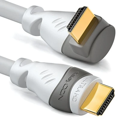 Immagine di deleyCON 5m Cavo HDMI con un Angolo di 90 Compatibile 2.0/1.4 UHD 4K HDR 3D 1080p 2160p ARC High Speed Ethernet Bianco