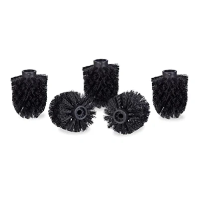Immagine di Relaxdays Scopino per WC in set da 5, spazzole sfuse con filo 9,5 mm, diametro della testina di ricambio 8 cm, nero, x 9 cm