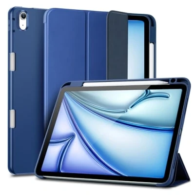 Immagine di ESR Cover per iPad Air 11&quot; 2024 e 5a/4a Gen (2022/2020, 10,9&quot;) con Portapenne, Custodia di Supporta Pencil Pro/USB C, Morbida Flessibile, Auto Attivazione/Standby, Serie Rebound, Blu