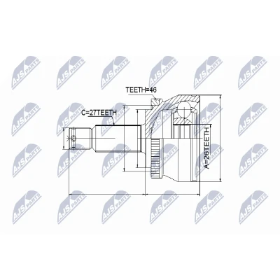 Immagine di NTY NPZ KA 307 Kit Giunto Omocinetico cambio manuale Assale anteriore Sx, Dx, sul lato del KIA: cee‘d I Hatchback