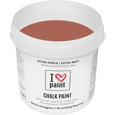 Immagine di I LOVE CHALK PAINT Terracotta Senza CARTEGGIARE Colora Mobili, Pareti e Oggetti solventi formaldeide Inodore a base di acqua (4 Litri)