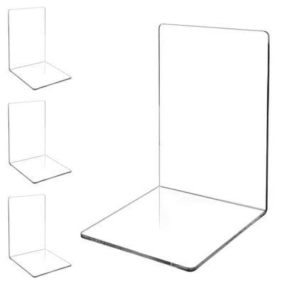 Immagine di 4 Pezzi Fermalibri per Mensole, Set di Trasparente in Acrilico, Adatto Scuola, Casa, Ufficio, Biblioteca, Camera da Letto e Organizzazione Della Scrivania Decorazione