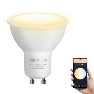 Immagine di Lepro Lampadina LED GU10 WiFi Intelligente, Smart Lampadine Compatibile con Alexa e Google Home, Luce Dimmerabile Bianco Caldo a Freddo (2700K 6500K), 4.5W (=50W), Nessun Hub Richiesto, 2.4GHz