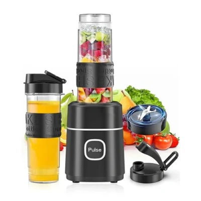 Immagine di Frullatore, Mini Frullatore Elettrico BPA free, 2 tazas x 570ml, 500W Smoothie, Può Tritare Ghiaccio, per Fare Succhi, Frullati, Frappè