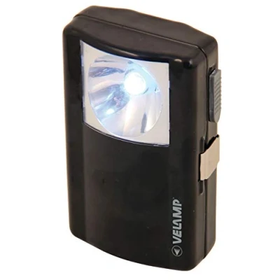 Immagine di VELAMP LANTERNETTE Astuccio LED. Lampada Tascabile in Metallo. Torcia Super Luminosa 40 Lumen. Funziona con 1 pila 3R12 o 3LR12. per Campeggio, Trekking, emergenze, casa, Nero