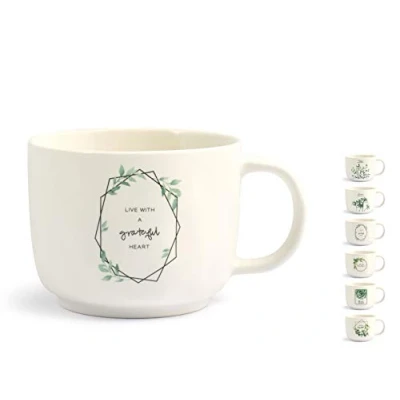 Immagine di H&amp;h set 6 tazze jumbo new bone china decoro botanic cc350