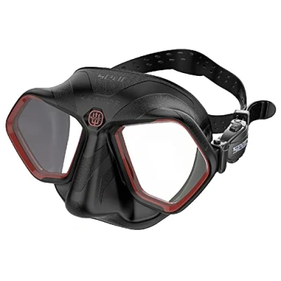 Immagine di SEAC Raptor, Maschera Low Volume per Apnea e Pesca Subacquea, in Silicone di Alta qualità, Nero/Rosso, Standard