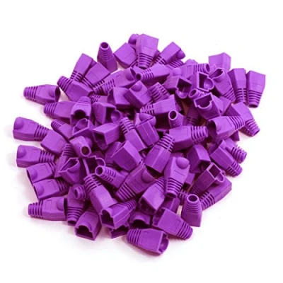 Immagine di Copapa Cavo Ethernet RJ45 in plastica morbida, protezione antistrappo per stivali CAT5, CAT5E, CAT6, CAT6E, 100 pezzi, colore: viola