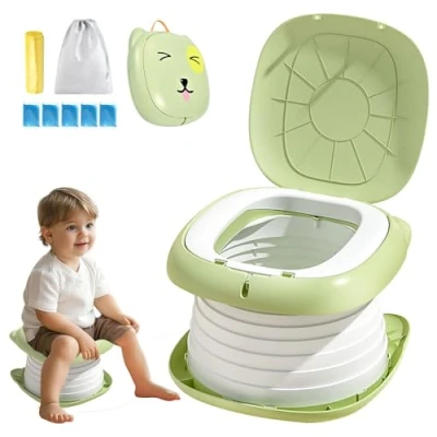 Immagine di Sedile Vasino Portatile, Bambini, Portatile per Bambini da Viaggio, WC Pieghevole Sedia Toilette Pieghevole, Vasetto (Verde)