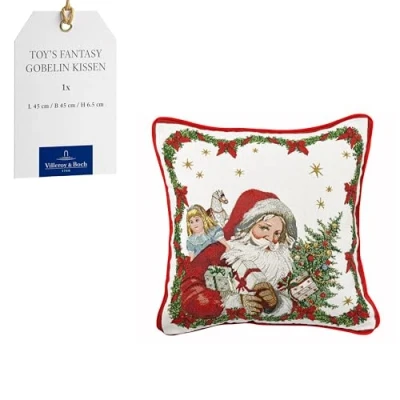 Immagine di Villeroy &amp; Boch Toy&#039;s Fantasy cuscino reversibile gobelin, motivo Babbo Natale, multicolore, 45 x 6,5 cm, cotone, lavabile in lavatrice