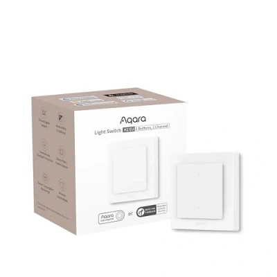 Immagine di Aqara Interruttore Intelligente H2 EU (2 in 1 Neutro, 2 Moduli Canale), Protocollo Thread/Zigbee, Compatibile con Apple Home, Alexa, Home Assistant, Matter over Thread