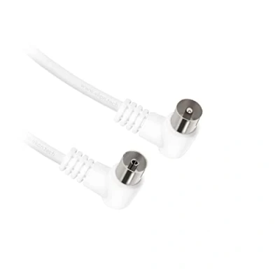 Immagine di Ekon cavo antenna TV, connettori a 90, 1.8 metri, adattatore maschio incluso, antenna, femmina, 75 dB, per smart decoder, digitale terrestre