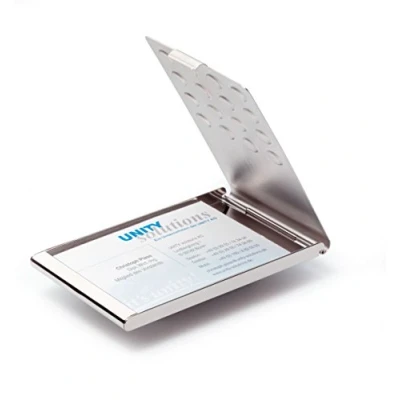 Immagine di Durable 244023 Portabiglietti da visita tascabile in acciaio cromato, capacità 15 biglietti (f.to 95x58 mm), argento metallizzato