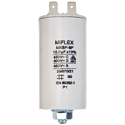 Immagine di Miflex, Condensatore di avviamento per motore 12µF 450 V 35 X 65 mm, presa M8, 12uF