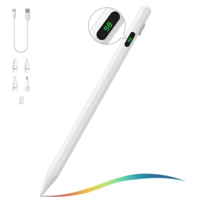 Immagine di MoKo Penna Stilo per iPad 2018 2024, USB C Pencil con Display LED Pro 13/11&quot; (M4) 12.9/11&quot;, Air (M2) 2024/6/5/4/3, Mini 6/5, 10/9/8/7/6, Bianco