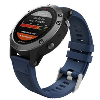 Immagine di MoKo Cinturino Compatibile con Garmin Fenix 7/6/6 Pro/5/5 Plus/Epix Gen 2/Forerunner 935/945/Instinct 2/MARQ, 22mm Quick Fit Braccialetto di Ricambio in Morbido Silicone, Blu Notte