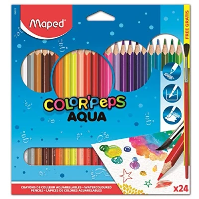 Immagine di Maped Matite acquerellabili Color&#039;peps Aqua, astuccio in cartone da 24 pezzi, confezione 1