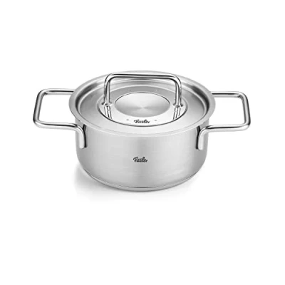 Immagine di Fissler Pure Collection Pentola in acciaio inox (diametro 16 cm, capienza 1,9 L) con coperchio metallo, scala graduata interna, compatibile induzione