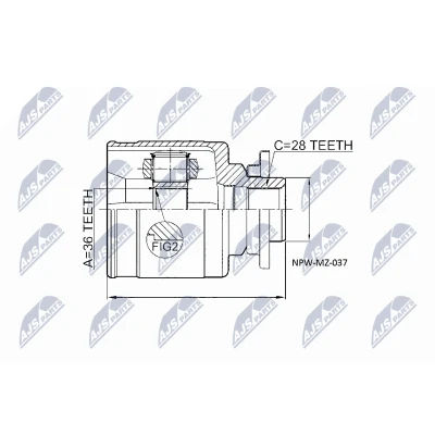 Immagine di NTY NPW MZ 037 Kit Giunto Omocinetico Assale anteriore Dx, lato ruota, sul del cambio FORD: Ranger Mk2