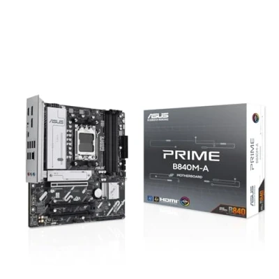 Immagine di ASUS PRIME B840M A, Scheda Madre AMD mATX, slot DDR5, PCIe 4.0 Ready, 3 M.2, Ethernet Realtek 2,5 GB, DisplayPort, HDMI, USB C da 5 Gbps Fronte e Retro, BIOS Flashback Aura Sync