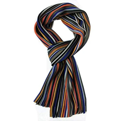 Immagine di Rotfuchs sciarpa lavorata a maglia da donna invernale uomo strisce grigio arancione 190 x 25 cm Made in Germany
