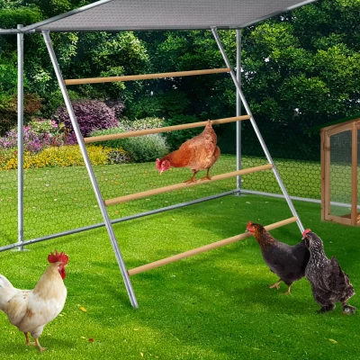 Immagine di IDMarket Posatoio grande per galline a 4 livelli in legno compatibile con recinti