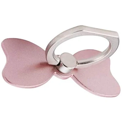 Immagine di MuStone supporto per cellulare a forma di farfalla, ad anello telefono, in metallo 360 rotazioni, tutti gli smartphone, iPhone, Samsung (oro rosa)