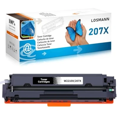 Immagine di LOSMANN 207X W2210X con chip Toner compatibile HP 207A W2210A di ricambio per Color Laserjet Pro MFP M283fdw M255dw M282nw M283fdn M255nw (nero)