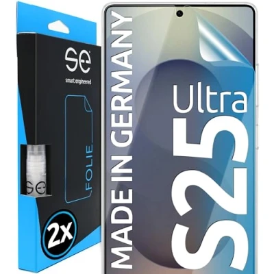 Immagine di Se® 2 pellicole protettive 3D trasparenti per Samsung Galaxy S25 Ultra, auto guarigione, 100% impronte digitali e compatibile con FaceID, facile installazione senza bolle, ultra trasparente,