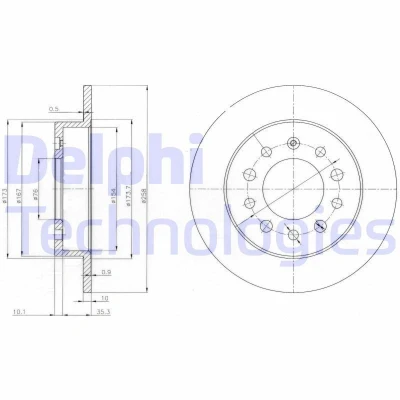 Immagine di DELPHI BG3862 Disco freno 258 10 5 pieno Oleato non trattato senza cuscinetto ruota, anello sensore ABS HYUNDAI: Coupe II