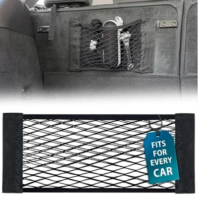 Immagine di MyGadget 1x Rete Portabagagli Auto con Velcro [ 25 x 60 cm ] Portaoggetti Universale per Bagagliaio Porta Accessori Organizzatore Bottiglie Estintori ecc.