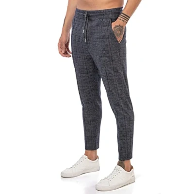 Immagine di RED BRIDGE Pantalone da Uomo a Quadri con Vita Elastica Casual Blu L
