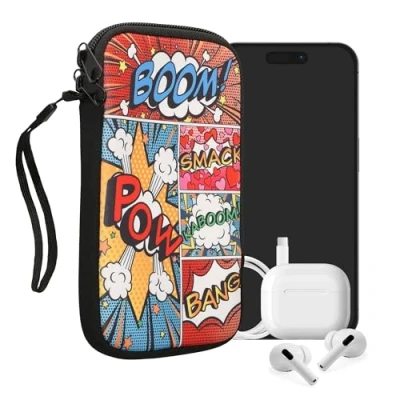Immagine di kwmobile Custodia in neoprene con zip per smartphone XL 6,7/6,8&quot; Astuccio portacellulare a sacchetto cerniera Borsa verticale Pop Art multicolore