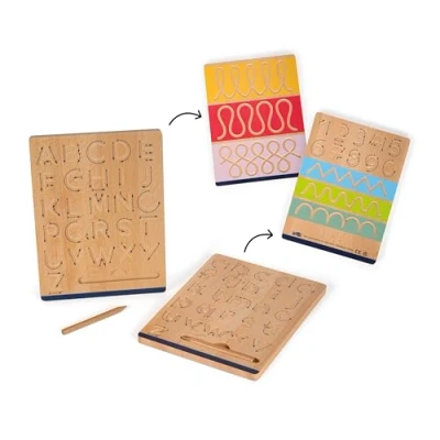 Immagine di small foot Set di lavagnette Educate in Legno, Imparare a Scrivere con Esercizi, per Bambini dai 5 Anni, 12560, Colore Colorato