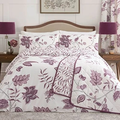 Immagine di Dreams &amp; Drapes Design Set copripiumino reversibile Samira, letto matrimoniale in prugna