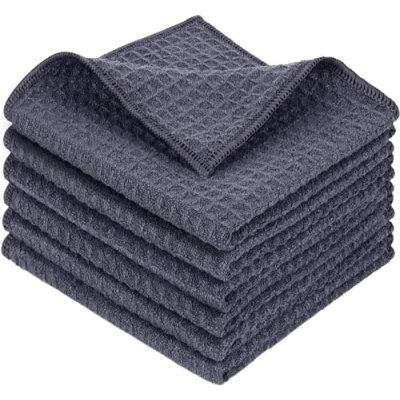 Immagine di Sthrucrack Confezione da 6 strofinacci cucina a nido d&#039;ape, ultra morbidi, assorbenti, ad asciugatura rapida, 30 x cm (grigio)